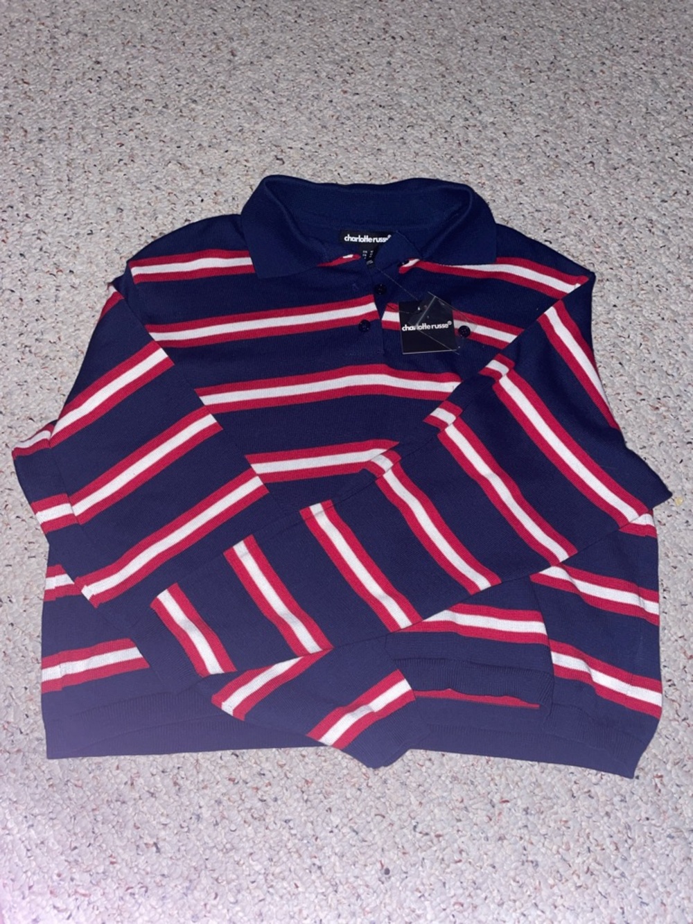 Charlotte Russe Navy polo with Red & White Stripes